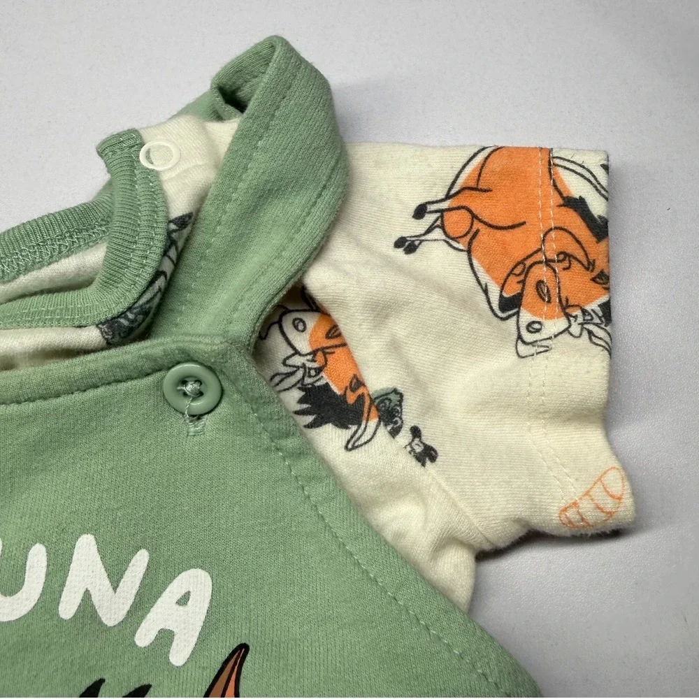 Disney Lion King Hakuna Matata Baby Overalls and Bodysuit Set Green 6-9 Months